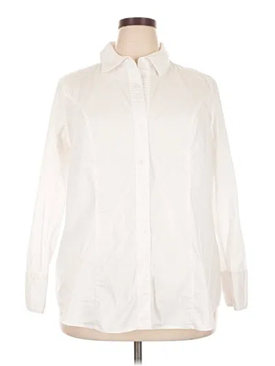 Pre-owned Lane Bryant Long Sleeve Polo Shirt In Ivory