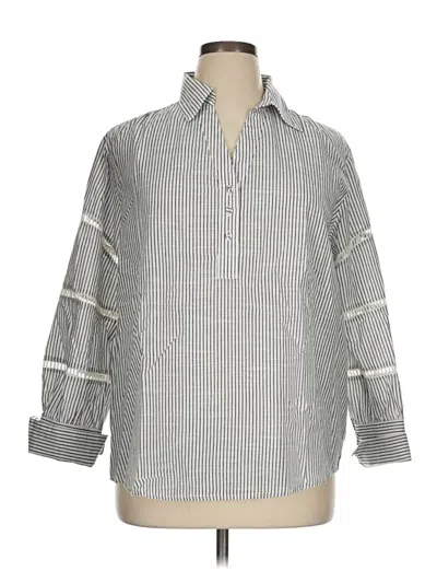 Pre-owned Lane Bryant Long Sleeve Polo Shirt In Silver