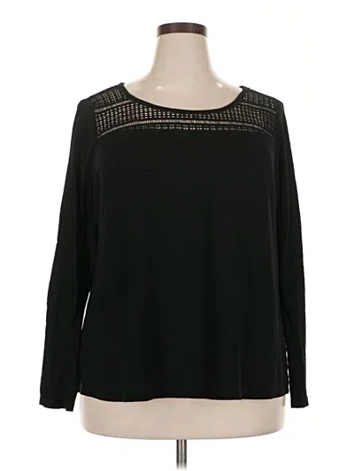 Pre-owned Lane Bryant Long Sleeve Top Black Boatneck Tops