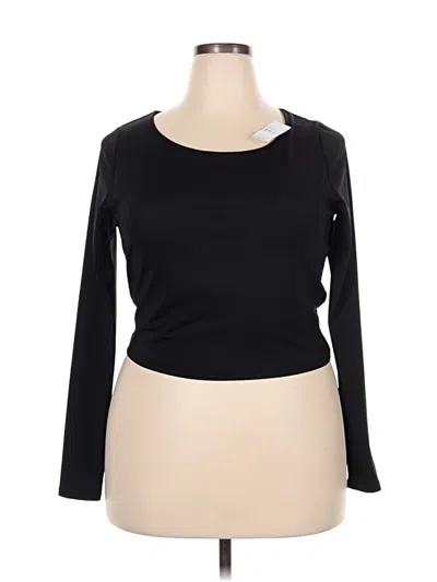 Pre-owned Lane Bryant Long Sleeve Top Black Boatneck Tops