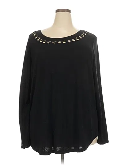 Pre-owned Lane Bryant Long Sleeve Top Black Boatneck Tops