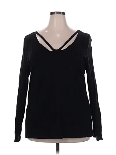 Pre-owned Lane Bryant Long Sleeve Top Black Cold Shoulder Neckline Tops
