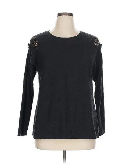 Pre-owned Lane Bryant Long Sleeve Top Black Crew Neck Tops