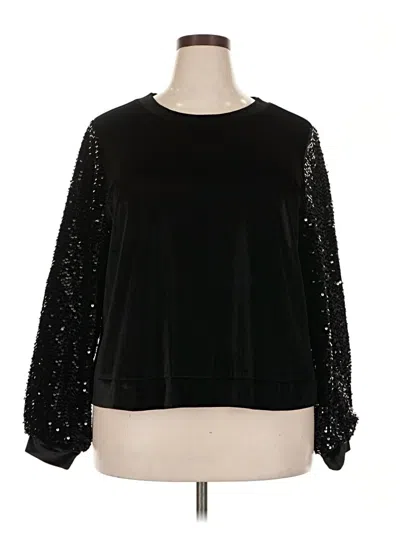 Pre-owned Lane Bryant Long Sleeve Top Black Crew Neck Tops