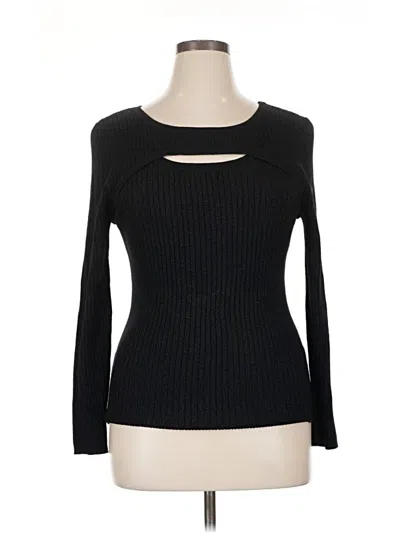 Pre-owned Lane Bryant Long Sleeve Top Black Keyhole Neckline Tops
