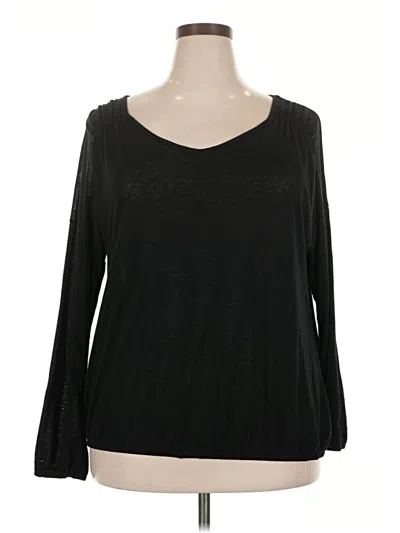 Pre-owned Lane Bryant Long Sleeve Top Black Scoop Neck Tops