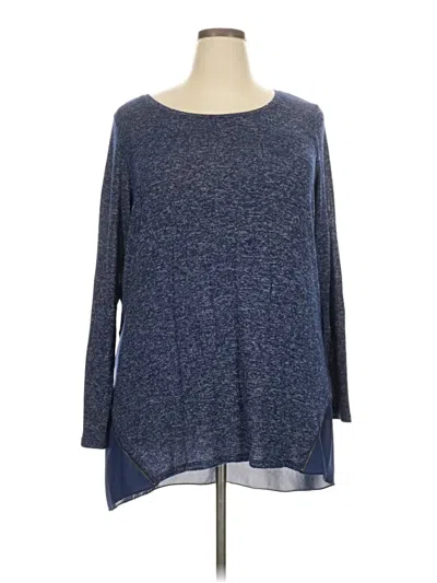 Pre-owned Lane Bryant Long Sleeve Top Blue Crew Neck Tops