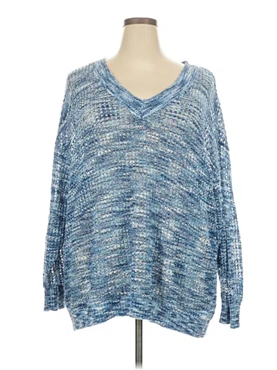 Pre-owned Lane Bryant Long Sleeve Top Blue V-neck Tops