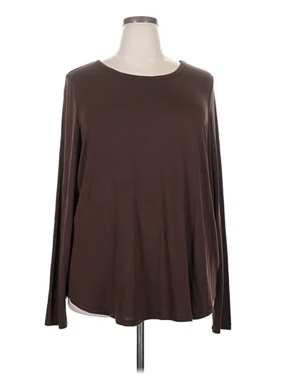 Pre-owned Lane Bryant Long Sleeve Top Brown Boatneck Tops