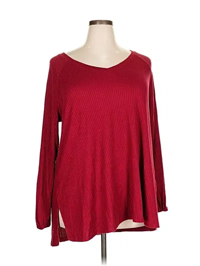 Pre-owned Lane Bryant Long Sleeve Top Burgundy Scoop Neck Tops