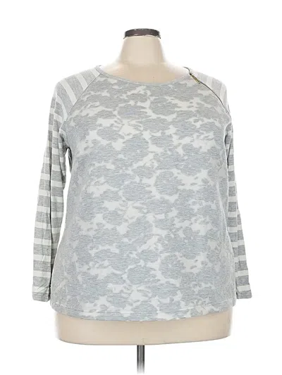 Pre-owned Lane Bryant Long Sleeve Top Gray Boatneck Tops