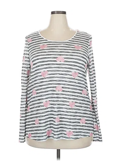 Pre-owned Lane Bryant Long Sleeve Top Gray Boatneck Tops