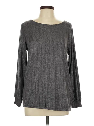 Pre-owned Lane Bryant Long Sleeve Top Gray Boatneck Tops