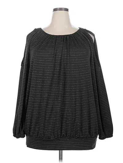 Pre-owned Lane Bryant Long Sleeve Top Gray Cold Shoulder Neckline Tops