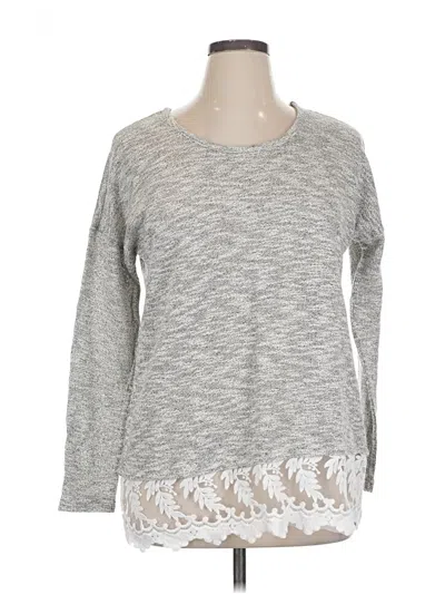 Pre-owned Lane Bryant Long Sleeve Top Gray Crew Neck Tops