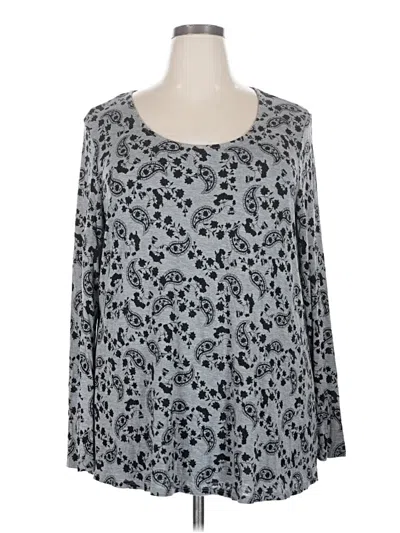 Pre-owned Lane Bryant Long Sleeve Top Gray Scoop Neck Tops