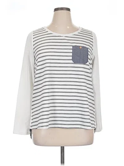 Pre-owned Lane Bryant Long Sleeve Top Gray Stripes Pattern Crew Neck Tops