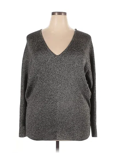 Pre-owned Lane Bryant Long Sleeve Top Gray V Neck Tops