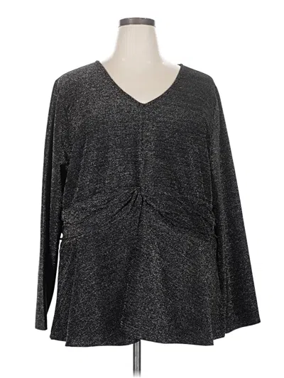 Pre-owned Lane Bryant Long Sleeve Top Gray V Neck Tops