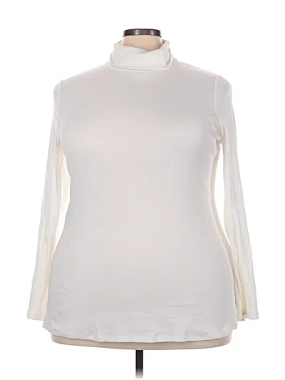 Pre-owned Lane Bryant Long Sleeve Top Ivory Turtleneck Tops In White
