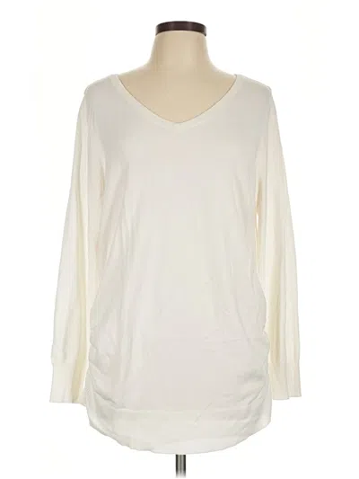 Pre-owned Lane Bryant Long Sleeve Top Ivory V-neck Tops