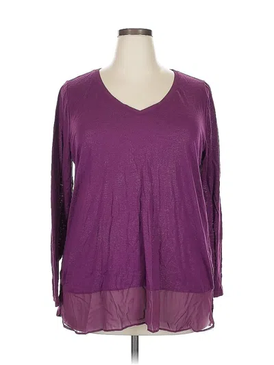 Pre-owned Lane Bryant Long Sleeve Top Purple V Neck Tops