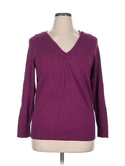Pre-owned Lane Bryant Long Sleeve Top Purple V-neck Tops