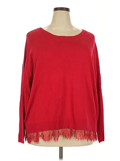 Pre-owned Lane Bryant Long Sleeve Top Red Boatneck Tops