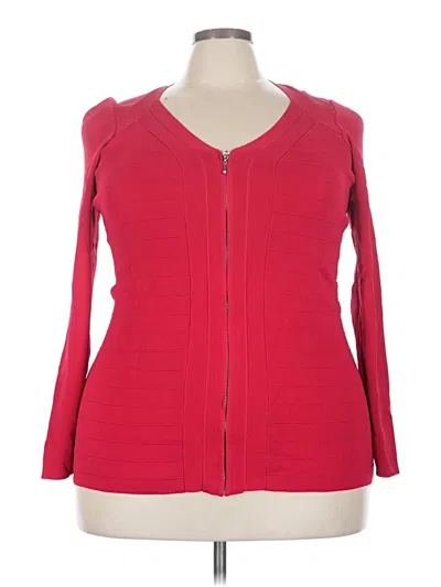 Pre-owned Lane Bryant Long Sleeve Top Red Open Neckline Tops