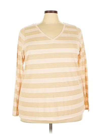 Pre-owned Lane Bryant Long Sleeve Top Tan V Neck Tops In Brown