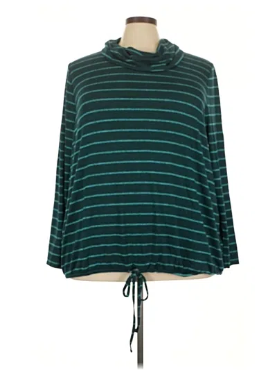 Lane Bryant Long Sleeve Top Teal Cowl Neck Tops In Green