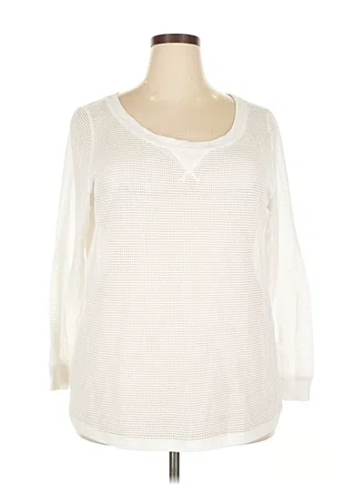 Pre-owned Lane Bryant Long Sleeve Top White Scoop Neck Tops