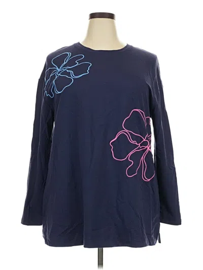 Pre-owned Lane Bryant Long Sleeve T-shirt In Blue