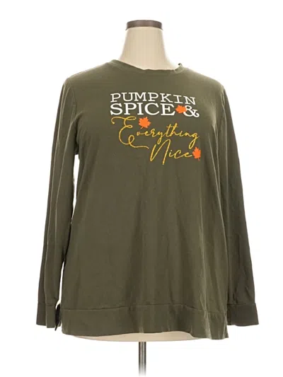 Pre-owned Lane Bryant Long Sleeve T-shirt In Green