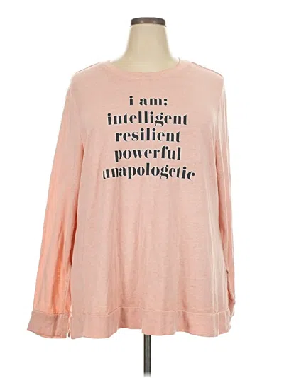 Pre-owned Lane Bryant Long Sleeve T-shirt In Pink