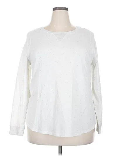 Pre-owned Lane Bryant Long Sleeve T-shirt In White
