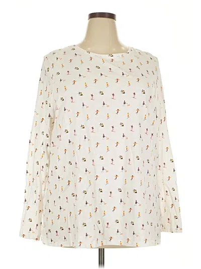 Pre-owned Lane Bryant Long Sleeve T-shirt In White