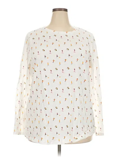 Pre-owned Lane Bryant Long Sleeve T-shirt In White