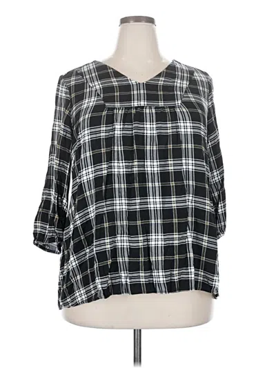 Pre-owned Lane Bryant Outlet 3/4 Sleeve Blouse In Black
