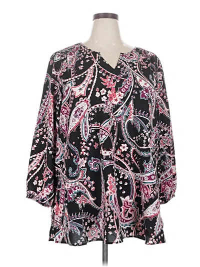 Pre-owned Lane Bryant Outlet 3/4 Sleeve Blouse In Black