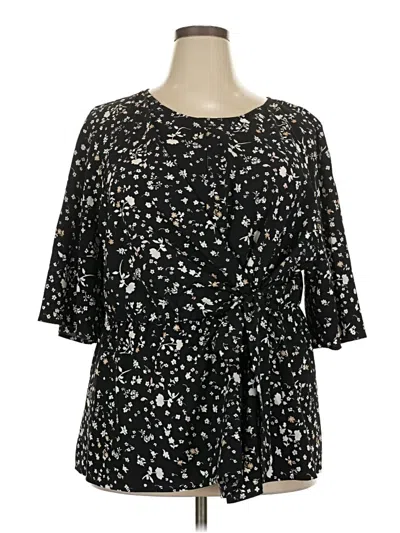 Pre-owned Lane Bryant Outlet 3/4 Sleeve Blouse In Black