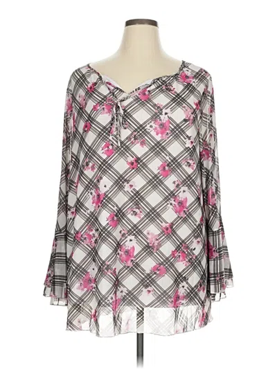 Pre-owned Lane Bryant Outlet 3/4 Sleeve Blouse In Gray