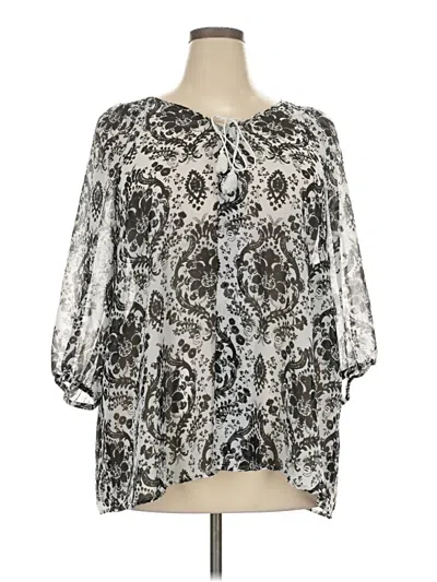 Pre-owned Lane Bryant Outlet 3/4 Sleeve Blouse In Silver