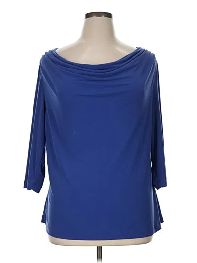 Pre-owned Lane Bryant Outlet 3/4 Sleeve Top Blue Boatneck Tops