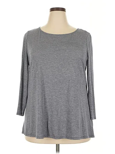 Pre-owned Lane Bryant Outlet 3/4 Sleeve Top Gray Boatneck Tops