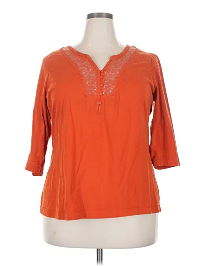 Pre-owned Lane Bryant Outlet 3/4 Sleeve Top Orange V-neck Tops