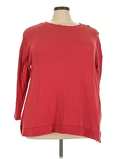 Pre-owned Lane Bryant Outlet 3/4 Sleeve Top Red Boatneck Tops