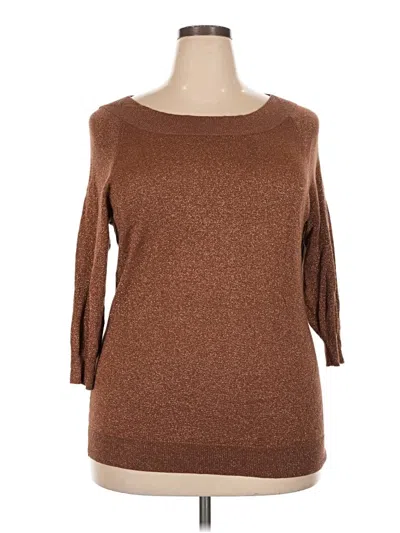 Pre-owned Lane Bryant Outlet 3/4 Sleeve T-shirt In Brown