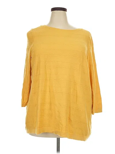 Pre-owned Lane Bryant Outlet 3/4 Sleeve T-shirt In Yellow