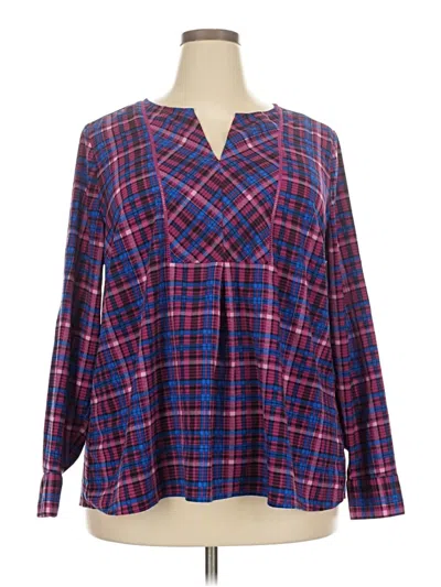 Pre-owned Lane Bryant Outlet Long Sleeve Blouse In Blue